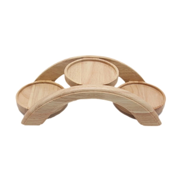 Bandeja de madera para servir, bandejas multiusos con forma de puente, creativas para postres. 3 niveles