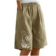thumbnail image 3 of Sentmoon Linen Shorts for Women with Pockets with Print Summer Womens Shorts Athletic High Waist Loose Fit Straight Leg Womens Gym Shorts for Hot Weather and Vacation, 3 of 8