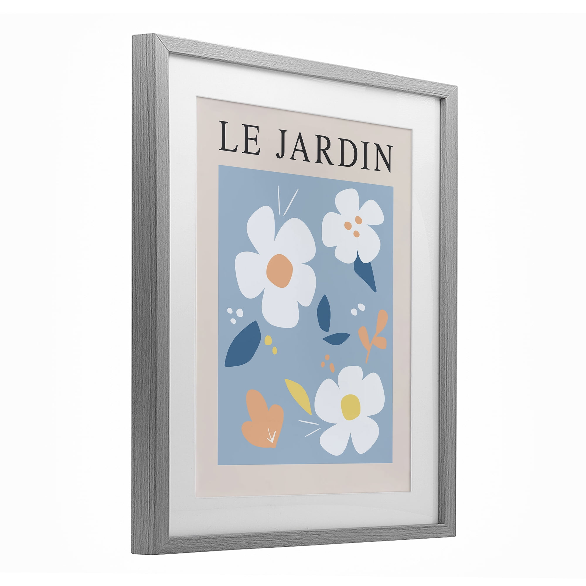 Stupell Industries Bouncing Floral Le Jardin Gray Framed Print Under Glass, design by Anna Quach