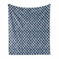 thumbnail image 1 of Indigo Soft Flannel Fleece Throw Blanket, Hand Drawn Sketchy Like Zig Zag Inner Design with Rectangular Shapes, Cozy Plush for Indoor and Outdoor Use, 50" x 60", Petrol Blue and White, by Ambesonne, 1 of 6