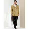 thumbnail image 3 of Unique Bargains Men's Winter Coat Stand Collar Double Breasted Pea Coats L Khaki, 3 of 6