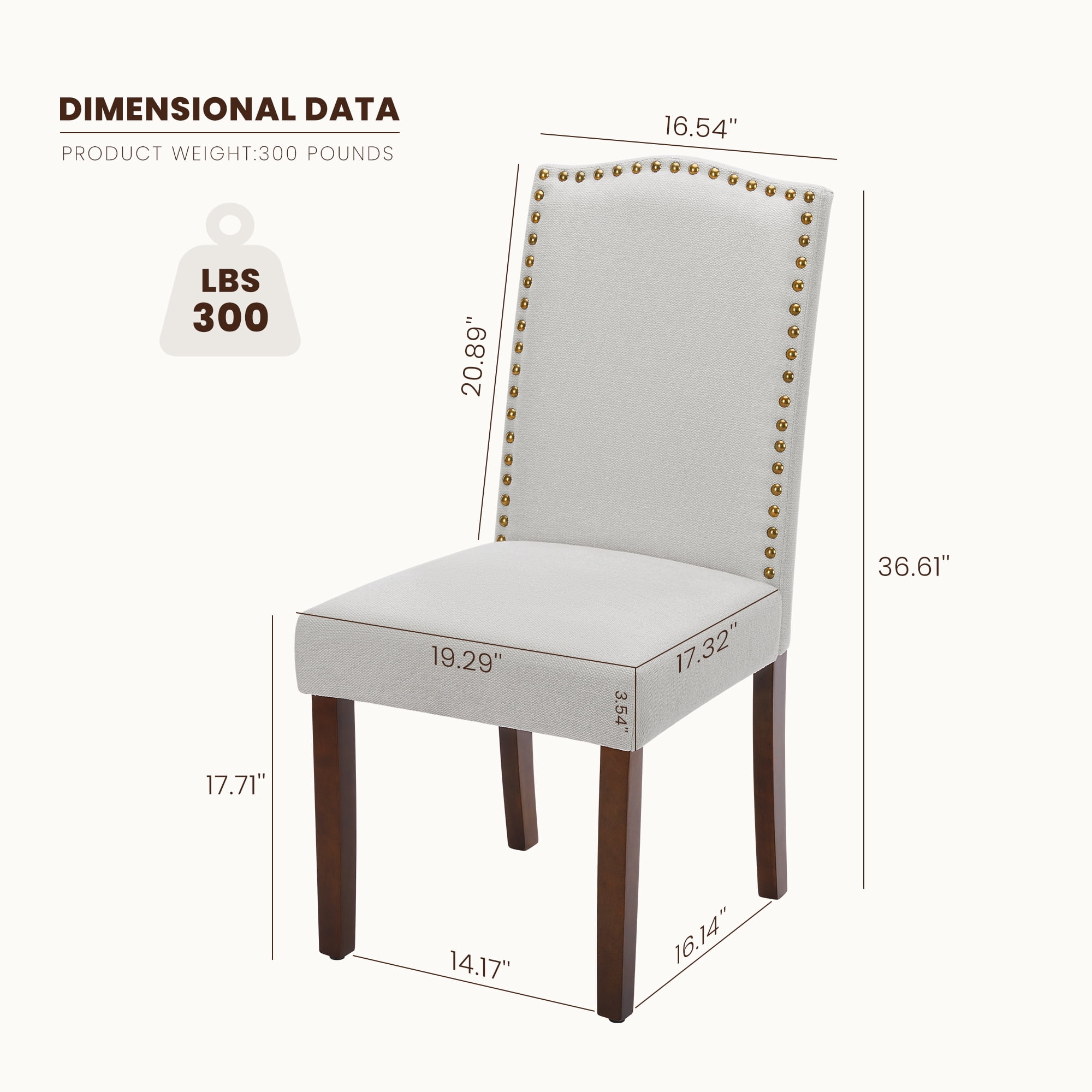 CONCETTA Dining Chairs Set of 2, Upholstered Fabric Kitchen Room Chairs, Gray