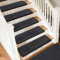 thumbnail image 4 of Pure Era Bullnose Plush Carpet Stair Treads Protector Cover 9" x 30" Indoor Shaggy Rug Self Adhensive Set of 12,Dark Gray, 4 of 10