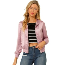 Chaqueta De Verano Transparente Para Mujer - Bombardero Ligero Rosa Con Cremallera - Talla XL
