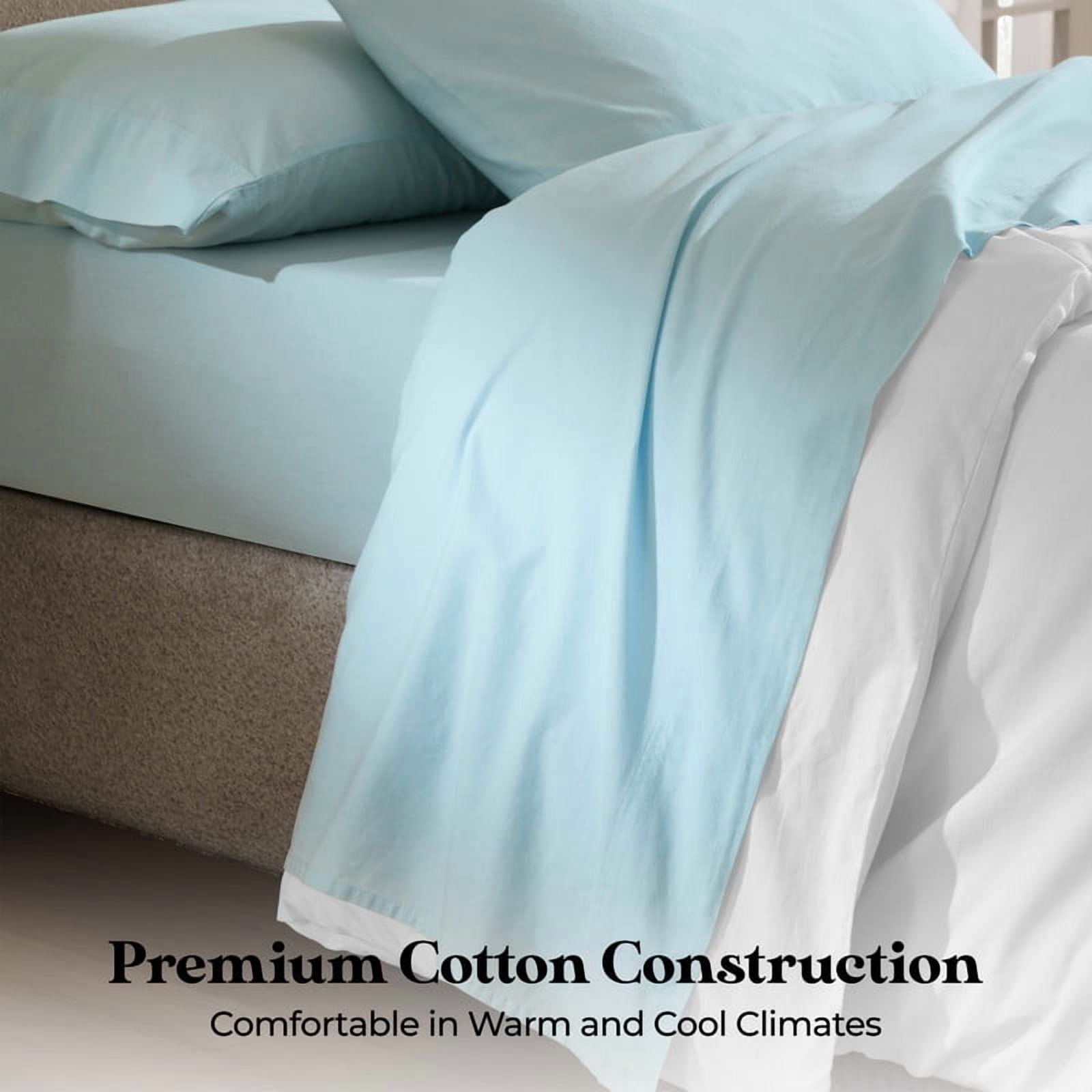 Superior Carmen 100% Cotton Relaxed Wash Bed Sheet Set, King, Blue