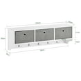 thumbnail image 3 of SoBuy FRG282-W, Wall Coat Rack Wall Shelf Wall Storage Cabinet Unit with 3 Baskets 5 Hooks, 3 of 7