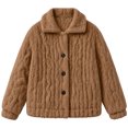 thumbnail image 5 of Cethrio Girls Fleece Jacket, Long Sleeve Button Front Warm Collared Winter Outerwear Size 13-14 Years Khaki, 5 of 6