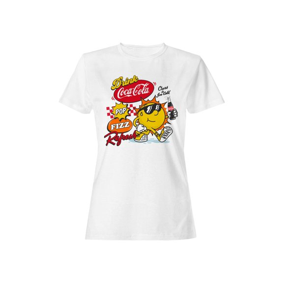 Officially Licensed Coca Cola Retro Coke Pop Fizz Refresh Women's T-shirt