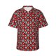 thumbnail image 1 of Balery Red Floral Camisas hawaianas de manga corta para hombre, camisas playeras de corte holgado, camisas de vacaciones con botones,3X-Large, 1 of 7