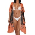 thumbnail image 2 of Xoenoiee Fire Flame Pattern Swimsuit Cover Ups for Women Casual Loose Swimwear Coverups Open Front Kimono Bathing Suit Cover Up Long Cardigan Bikini Swimsuit Coverup, 2 of 7