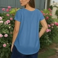 thumbnail image 3 of TQWQT Plus Size Womens Tops 4x-5x Plus Size Spring Tops V Neck Criss Cross Short Sleeve T Shirts Plus Women Basic Plain Dressy Casual T Shirts Loose Fit Womens Clothing Blue XL, 3 of 4