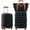 Black+Brown, variant on 2-piece Luggage Sets with Bag, Carry On Hardside Luggage with TSA Lock and Trolley Pole, ABS Travel Suitcase with Wheels for Men Women, Lightweight, 20 In/24 In, Black
