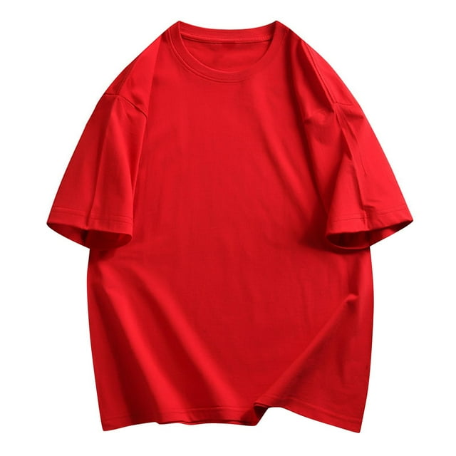 AherBiu T-Shirts pour Hommes Grande Taille Col Rond Ample Léger Décontracté Été T-Shirt en Coton Uni T-Shirts