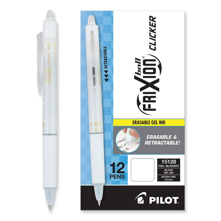 FriXion Clicker Design Erasable Gel Pen, Retractable, Extra-Fine 0.5 mm, Black Ink, White Barrel, Dozen FriXion Clicker Design Erasable Gel Pen, Retractable, Extra-Fine 0.5 mm, Black Ink, White Barrel, Dozen