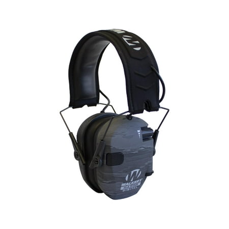 Walkers Razor Pro Digital Ear Muffs, 23 dB NRR, ATACS Ghost Ear Cups w/Black Ban