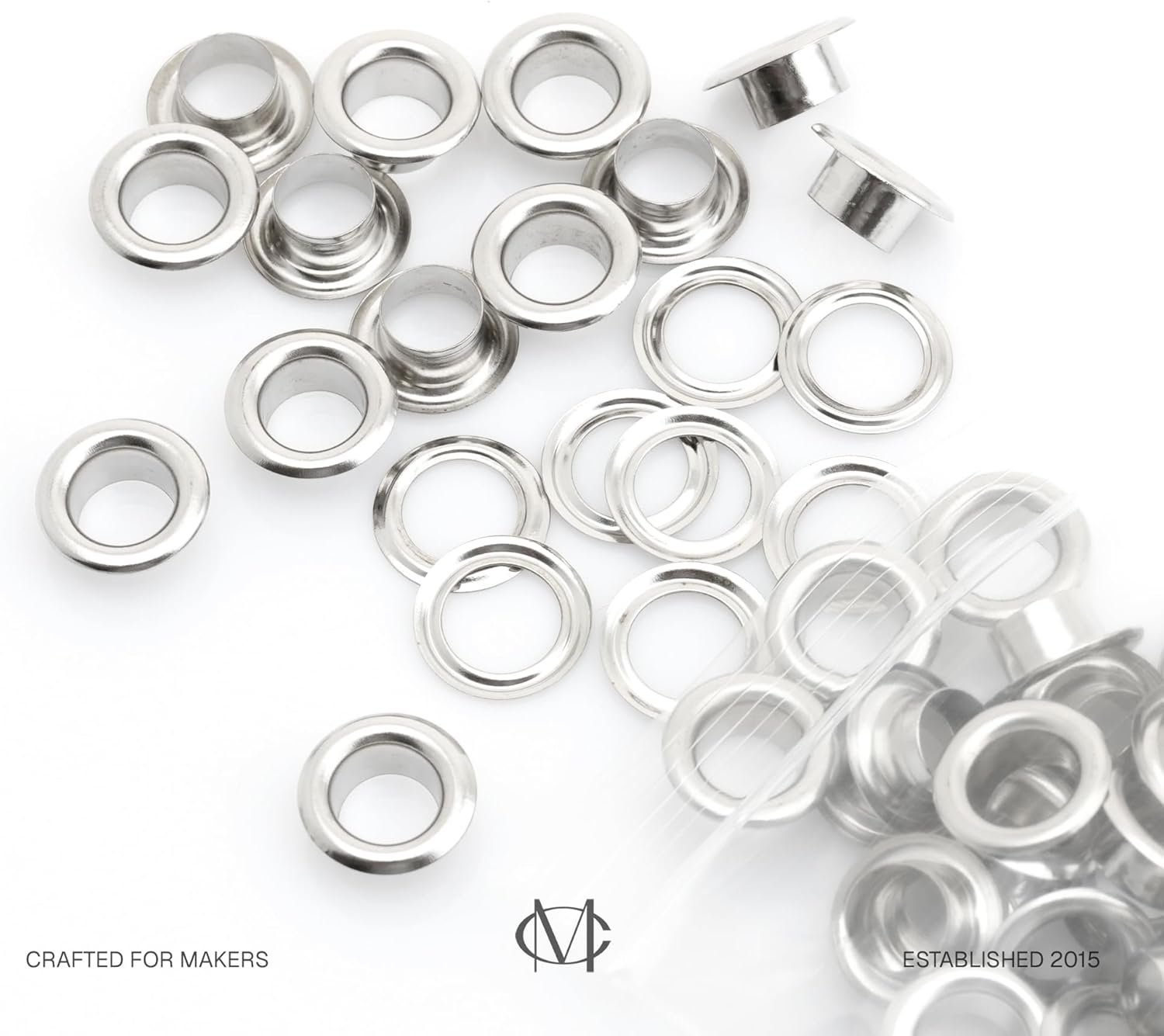 3/16" (5 MM) Hole Size Metal Grommets Eyelets with Washers for Bead Cores, Clothes, Leather, Canvas (720 Sets, Silver)