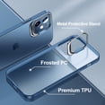 thumbnail image 2 of Air Frame Crystal Frosted Pc Transparent Case With Extra Frame Raised Camera Protection And Kick Stand For Iphone 13 6.1 - Pacific Blue, 2 of 8