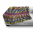 thumbnail image 2 of Zebra Print Soft Flannel Fleece Blanket, Vibrant Colored Zebra Print on Wooden Penal Vertical Curvy Lines Art Design, Cozy Plush for Indoor and Outdoor Use, 70" x 90", Fuchsia Yellow, by Ambesonne, 2 of 5