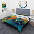 thumbnail image 1 of Designart "Transcendent Liquid Ink Orange and Blue II" Abstract Marble Bedding Covert Set - Modern Orange Abstract Bed Set With 2 Shams, 1 of 6