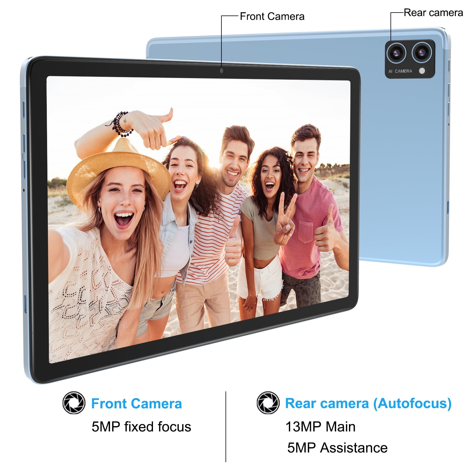 Latest Android 15 Tablet, 128GB ROM+16GB RAM+1TB Expand, 10.1 inch Tablet, 5G WiFi, T606 Octa-Core, 3- Camera , Incell IPS Screen, 8000mAh, Tablet with Keyboard, case, stylus, Dual speakers