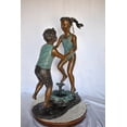 thumbnail image 4 of Nifao Outdoor Fountain Statue Bronze Boy and Girl Dancing Garden Patio Water Feature – Outdoor Garden Decor Sculpture, 28"L x 13"W x 38"H, 4 of 12
