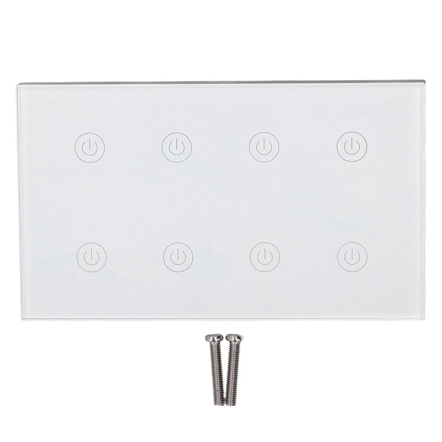 Interruptor de luz táctil de 8 entradas, panel de interruptor de pared inalámbrico WiFi inteligente compatible con Google Home, CA 100-240 V