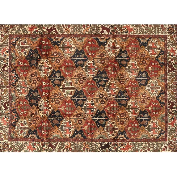 Ahgly Company Machine Washable Indoor Rectangle Traditional Saffron Red Area Rugs, 8' x 12'