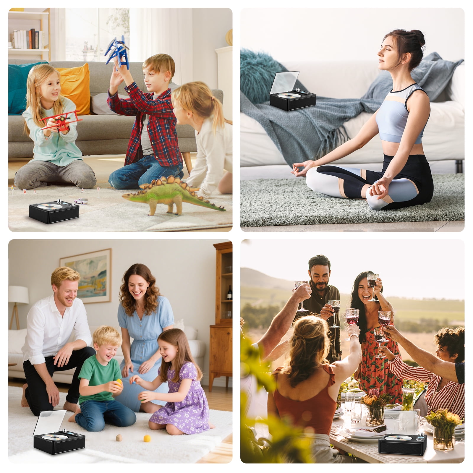 Portable CD Player with Bluetooth,Rechargeable CD Player with Speakers, FM Radio,Remote Control,Supports USB, TF, AUX.