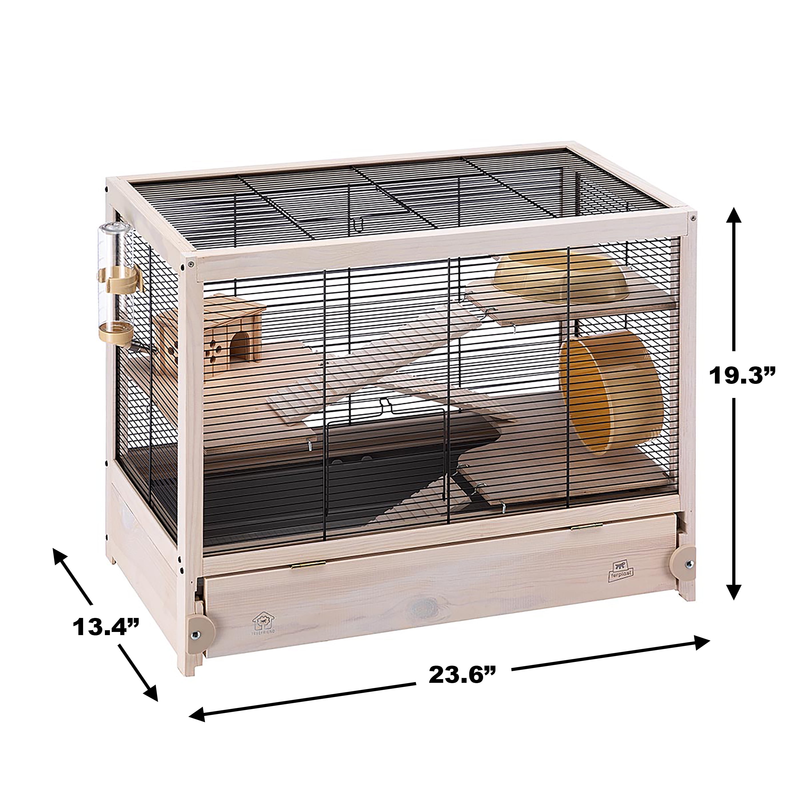 backup strak argument Ferplast Hamsterville Hamster Cage | Natural Wood Hamster Cage Includes ALL  Accessories | 23.6L x 13.4W x 19.3H Inches, 15 lbs. - Walmart.com