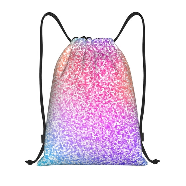 Xecao Colorful Glitters Pattern Sports Drawstring Backpack - String Swim Gym Bag with Wet Proof Pocket for Women&Men-Small