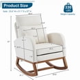 thumbnail image 4 of Hassch Rocking Chair Indoor, Upholstered Glider Rocker with High Backrest, Linen Fabric Reading Chair with Side Pocket, Modern Lounge Chair, Easy Assembly, Beige, 4 of 8