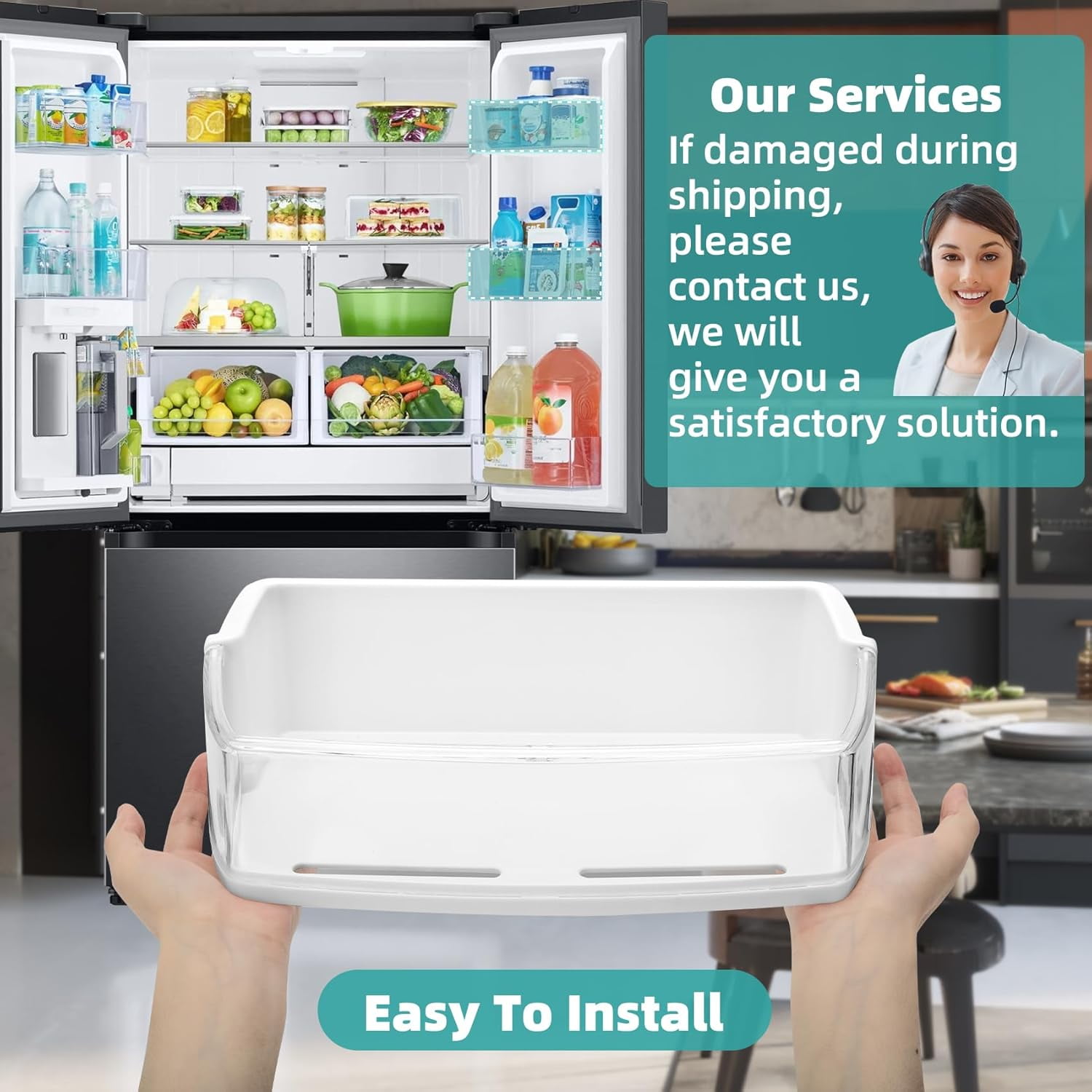 Upgraded AAP73631502 Refrigerator Door Shelf Replacement Compatible With LG KENMORE fridge door shelf Parts,Replacement AP5673810 2652330 EAP7786021 LFX28968sb AAP72909218 Fit Top Right-1 PCS