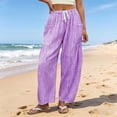 thumbnail image 5 of vigerkar Casual Wide Leg Plaid Barrel Pants for Women Drawstring Low Waist Palazzo Harem Trousers with Pockets (Purple, XL), 5 of 6