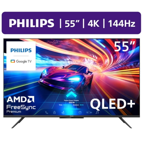 Philips 55" Class 144Hz QLED  4K UltraHD (2160p) Google   Gaming Smart TV (55PUG7675/F7)