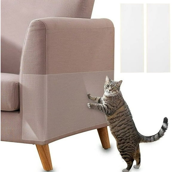 Miuline 2Pcs Anti Cat Scratch Furniture Protector Self-Adhesive Cat Scratcher Deterrent Tape Thick Flexible Cat Scratching Pad for Door Mattress Sofa Carpet Car Seat(150x450mm)