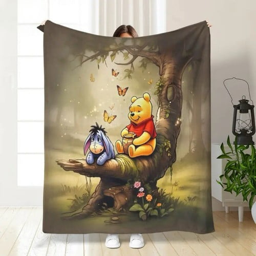 Win-nie Pooh Flannel Blanket for Couch Lightweight Warm Throw Blankets