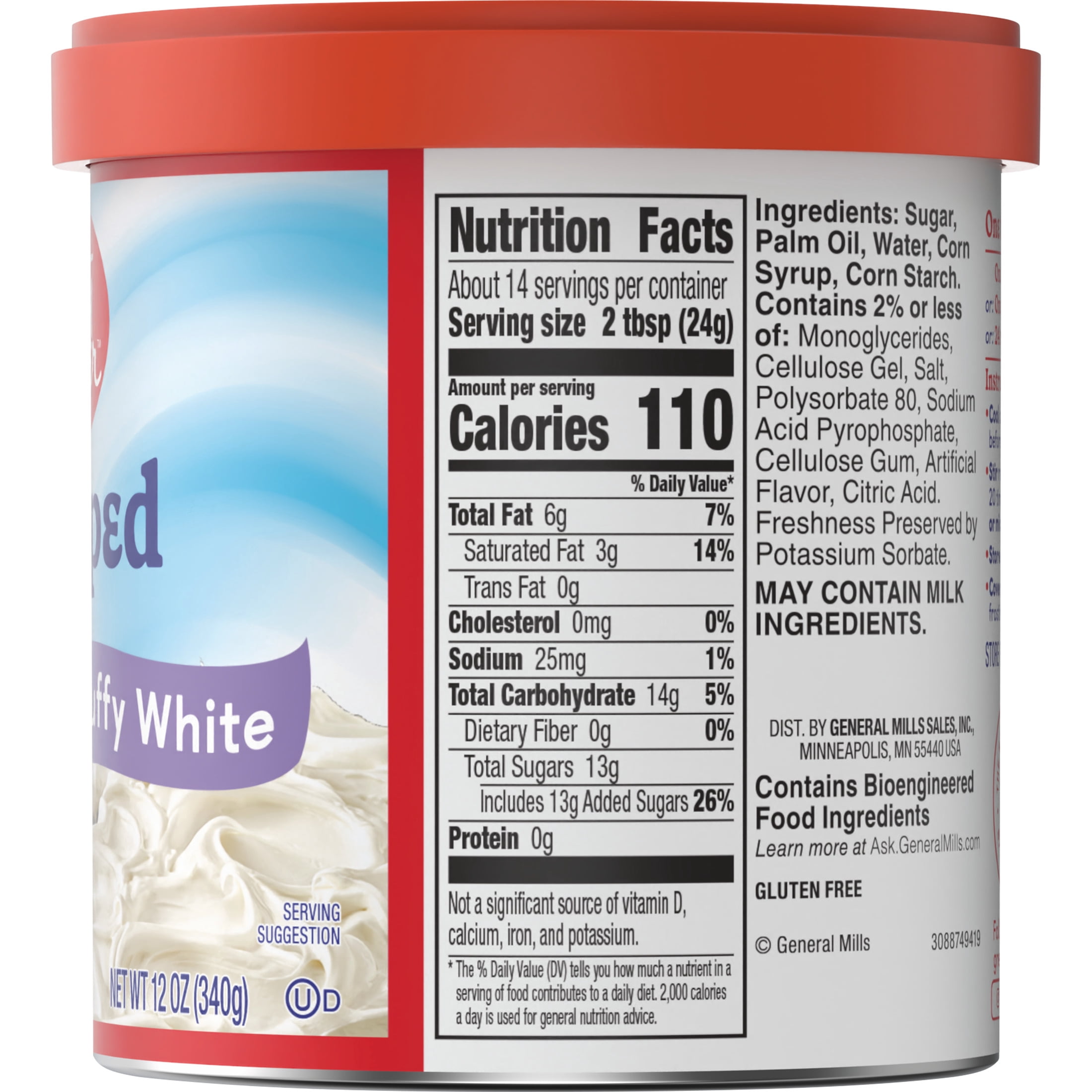 (2 pack) Betty Crocker Whipped Fluffy White Frosting, Gluten Free, 12 oz