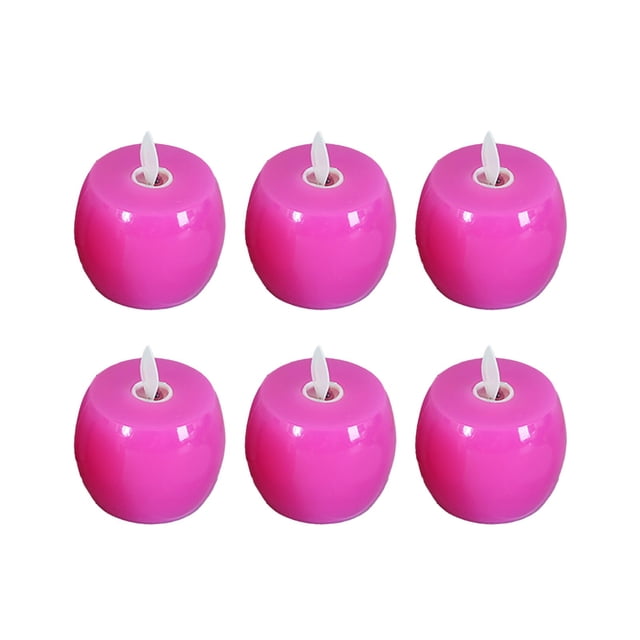Purple Purple Set Of 6 Electronic Candle Lights Battery Operated Flameless Tea Lights Realistic Flickering Effect For Home Decor