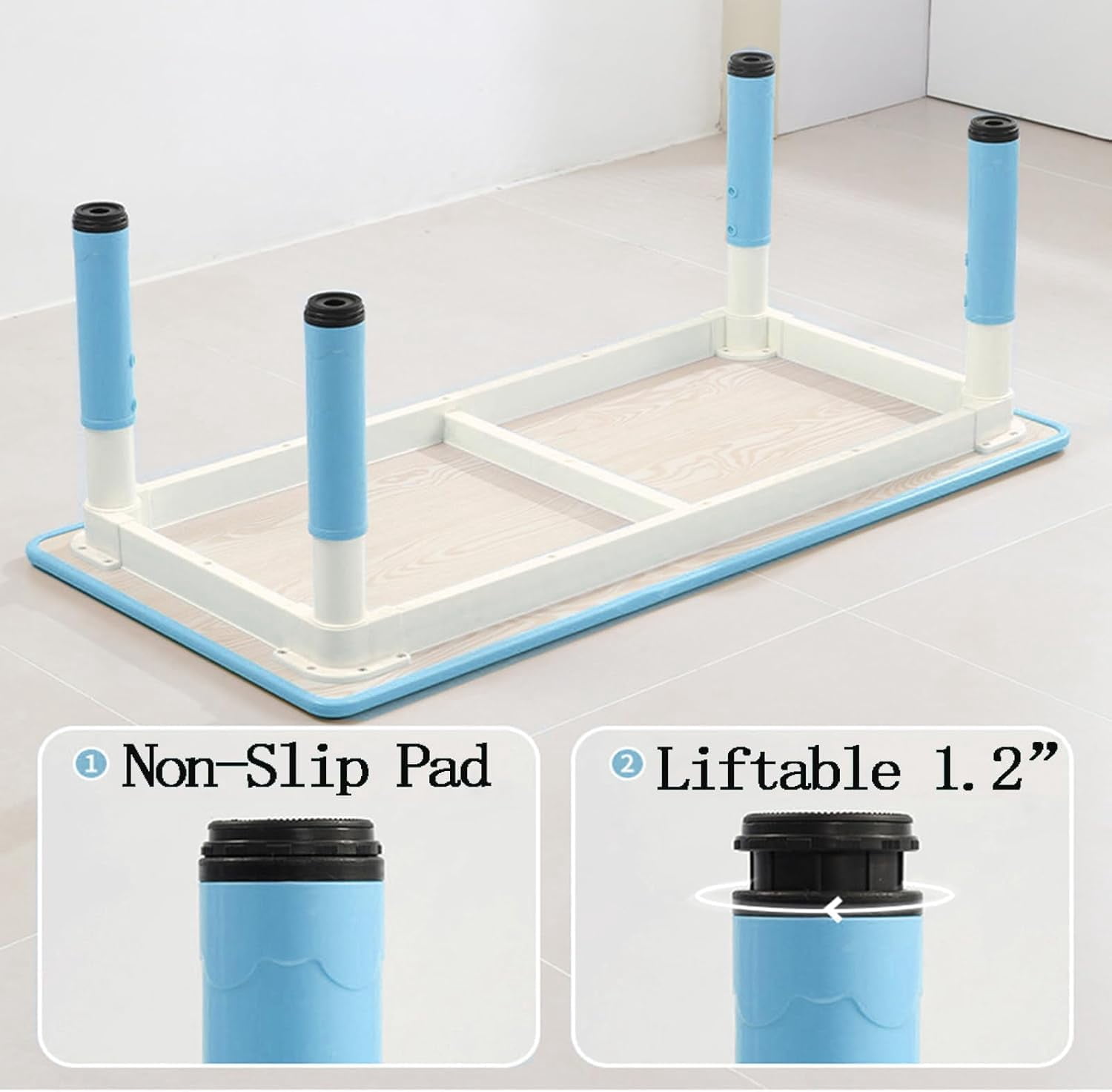 COZONY Adjustable Kids Table and 6 Chairs Set, Toddler Play Activity Table Set with Graffiti Desktop for Reading, Drawing, Eating, Studying, Aged for 2-10, Blue