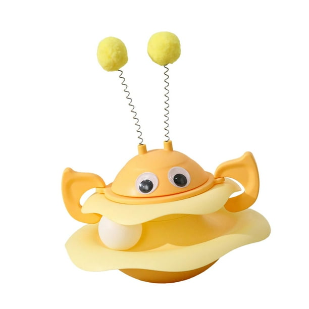 Juguete interactivo para gatos con plataforma giratoria, divertido y divertido juego de ejercitador. Amarillo
