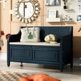 thumbnail image 4 of Triple Tree Rustic Storage Bench with Safety Hinge and Split Cushion, Antique Navy, 4 of 7