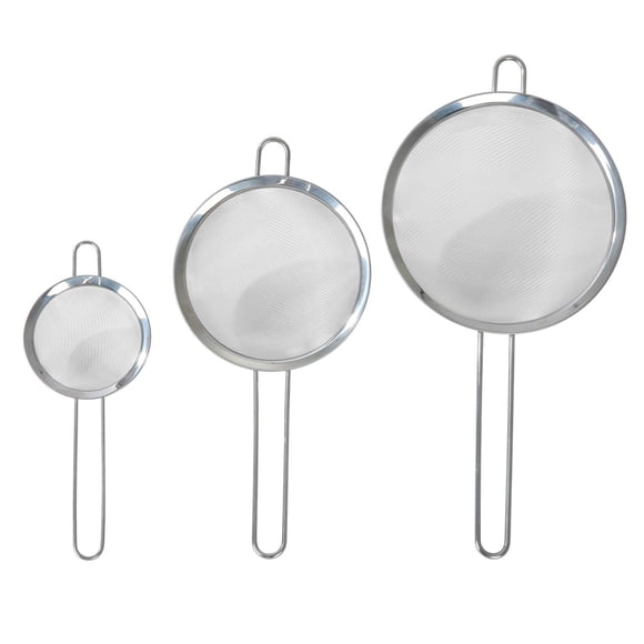 Mainstays 3-Pack Premium Stainless Steel Fine Mesh Strainers, 4", 6", and 8", Silver