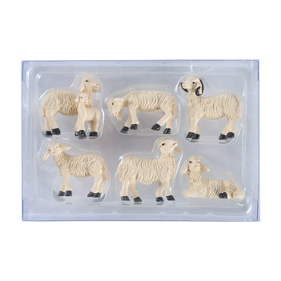 YIGSECU 6pcs Sheep Landscape Figurine Ornaments Resin Statue Craft Miniature Fairy Garden Decoration Accessories