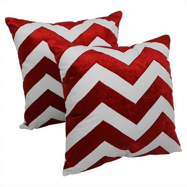 Blazing Needles Indian Chevron Throw Pillow in Crimson and Ivory
