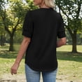 thumbnail image 7 of Xijirk Women's V-Neck Short Sleeve Blouse Puffed Sleeve T-Shirt with Button Casual Top for Everyday Wear,L, 7 of 7
