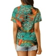 thumbnail image 4 of MODA NOVA Juniors Summer Beach Tropical Floral Button Down Hawaiian Shirts, 4 of 7