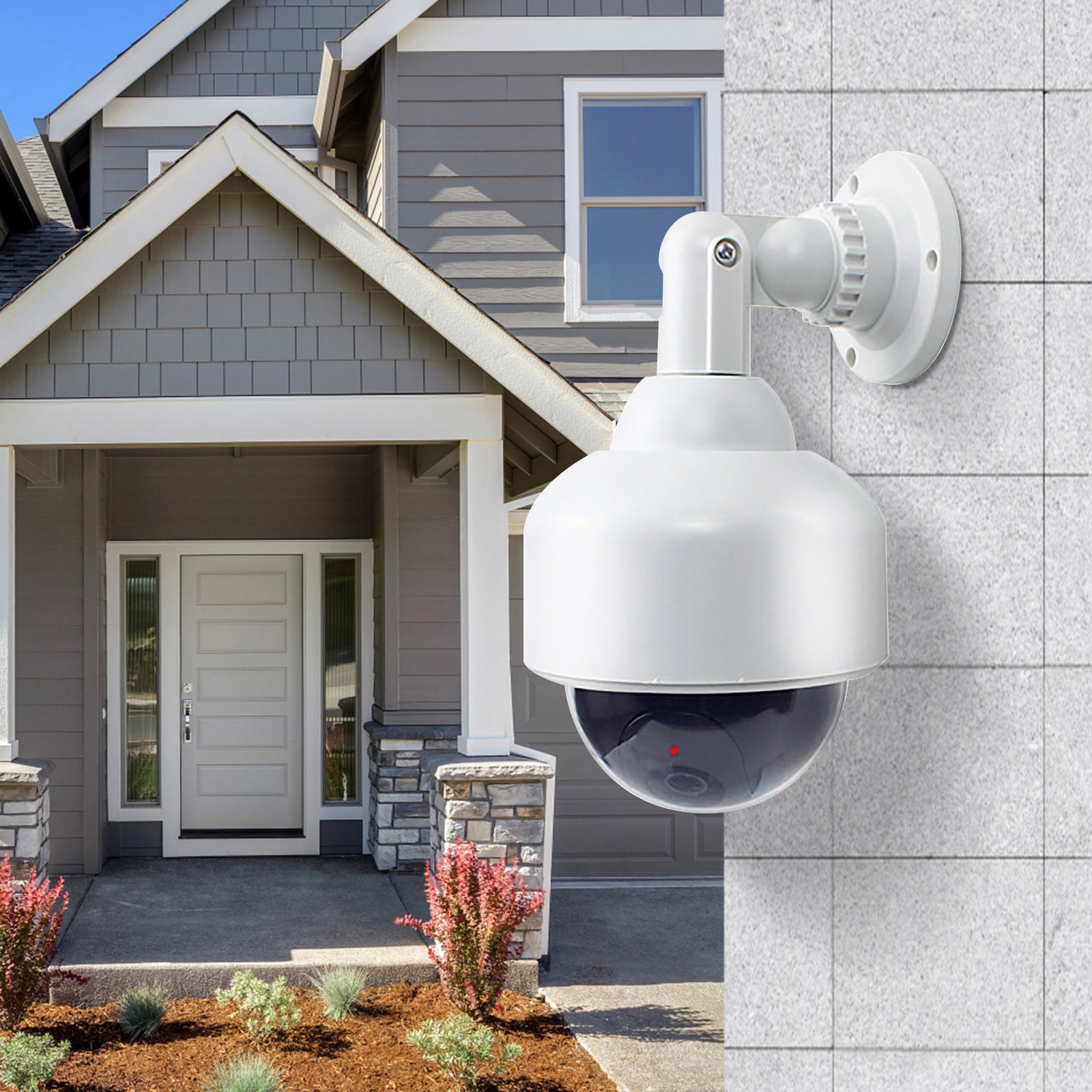 Dpityserensio Solar Dummy Fake Camera Security Outdoor,Solar Powered Simulated Surveillance Cameras with 1 Flashing Red LED Light,Fake Dome Camera for Home Garden Supplies
