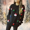 thumbnail image 2 of BangWanChi Christmas Sweater for Women 2024 Winter Women's Christmas Printing Splicing Round Neck Long Sleeve Line Sweater Tops, 2 of 5