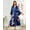 Navy Blue, variant on Kimono Robe Cover up with Box Long Floral Satin Sleepwear Silky Bathrobe Bachelorette Robe