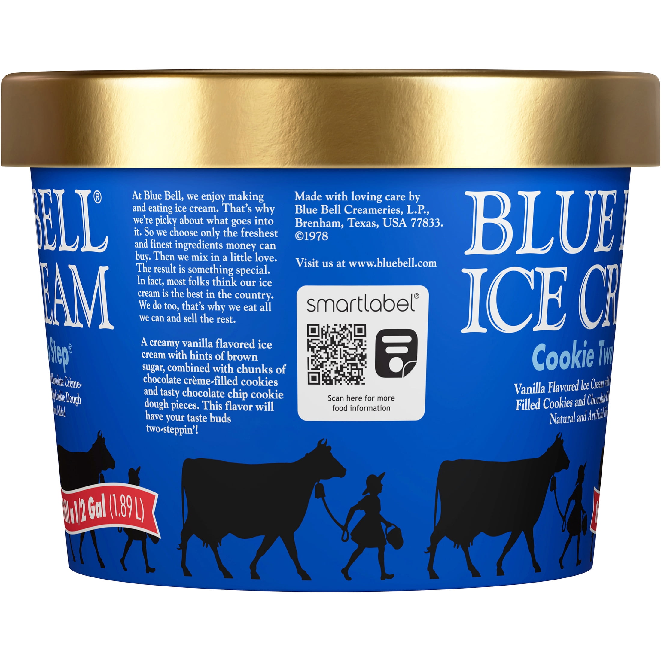 Blue Bell Cookie Two Step® Ice Cream Half Gallon, 64 fl oz